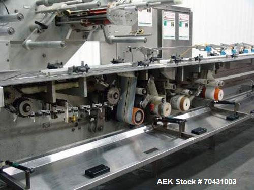 Used Delta Model Eagle Horizontal Flow Wrapper with inline feeder. Last running confectionary product from 300 to 585 pieces per minute. Has servo axis, inline product feeder that spaces each product...