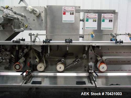 Used Delta Model Eagle Horizontal Flow Wrapper with inline feeder. Last running confectionary product from 300 to 585 pieces per minute. Has servo axis, inline product feeder that spaces each product...