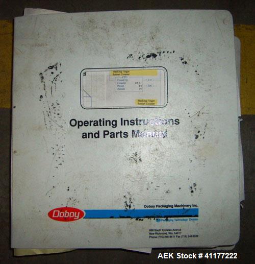Used Doboy Horizontal Wrapper, Model J. Capable of speeds over 200 packages per minute. Has extended height seal, side belt product infeed belts, film registration, 1 up sealing head 8" wide and has ...
