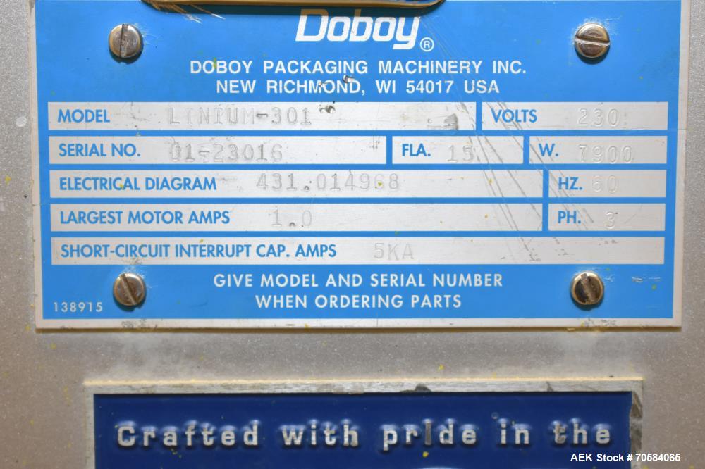 Used- Doboy Model Linium 301 Horizontal Flow Wrapper.