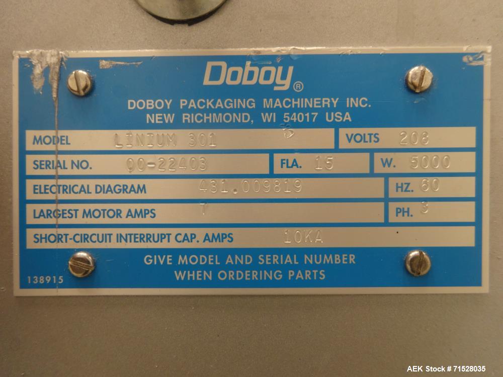 Used Bosch Doboy Model Linium 301 Horizontal Flow Wrapper