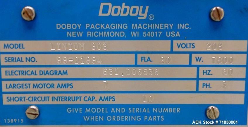 Used Bosch Doboy Linium 303 Long Dwell Horizontal Flow Wrapper.
