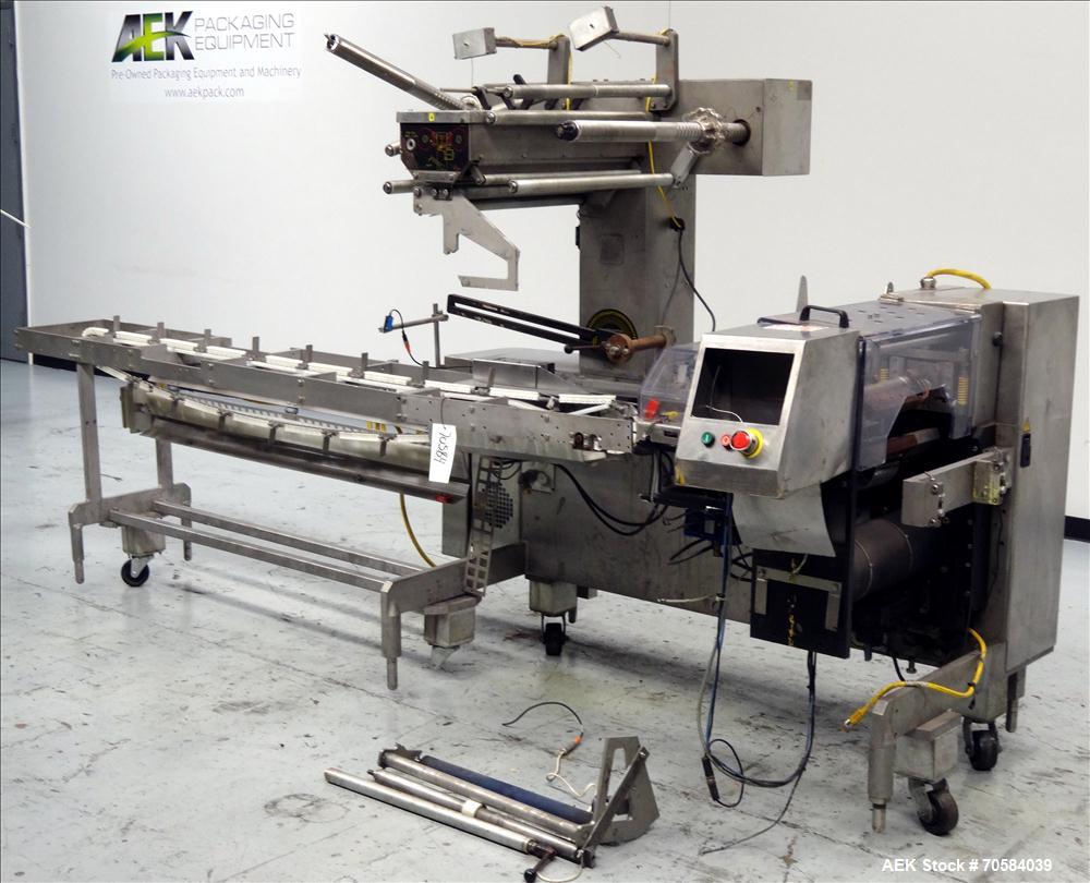 Used Bosch (Doboy) Linium 311 horizontal wrapper. Parts Machine Only.  1 up crimper capable of speeds up to 150 packages per minute (can run up to 350 packages per minute on a 2 up configuration). Ha...
