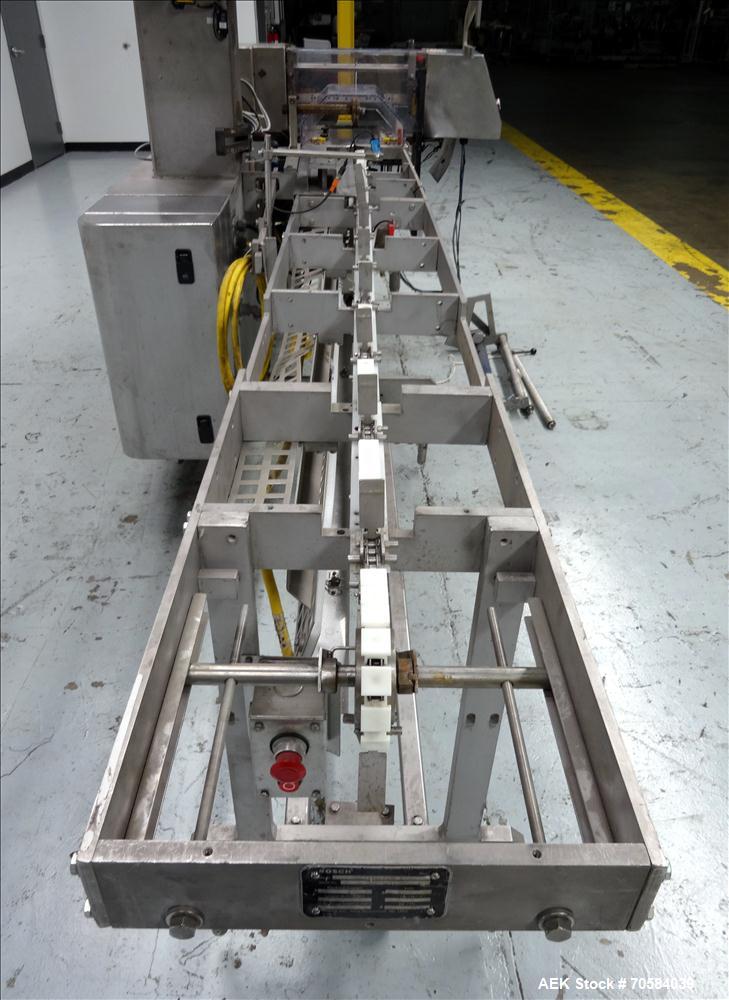 Used Bosch (Doboy) Linium 311 horizontal wrapper. Parts Machine Only.  1 up crimper capable of speeds up to 150 packages per minute (can run up to 350 packages per minute on a 2 up configuration). Ha...