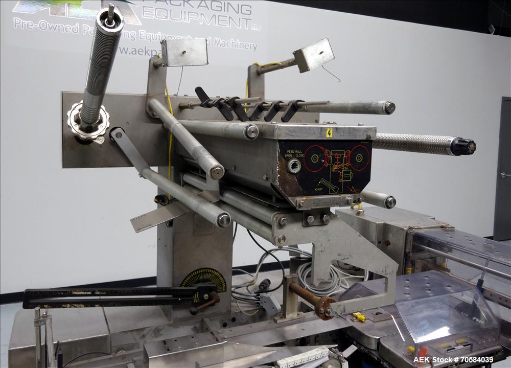 Used Bosch (Doboy) Linium 311 horizontal wrapper. Parts Machine Only.  1 up crimper capable of speeds up to 150 packages per minute (can run up to 350 packages per minute on a 2 up configuration). Ha...
