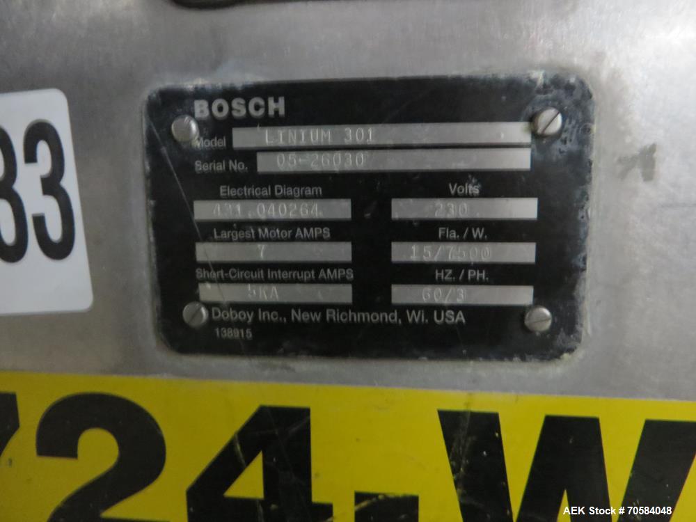 Used Bosch (Doboy) model Linium 301 horizontal wrapper - Parts machine. Serial #05-26030.