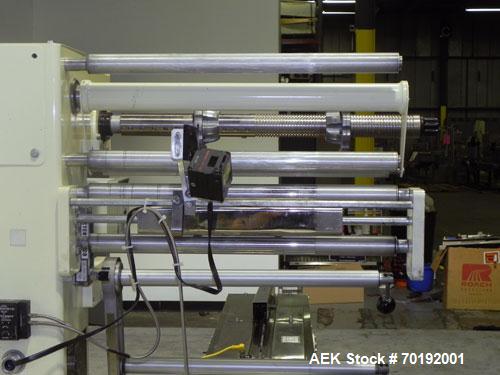 Used Doboy Mustang IV Horizontal Wrapper. Machine is capable of speeds up to 90 cpm. The Doboy is a 1 up unit with film registration and an Argus bar code scanner. Package size range: length up to 15...