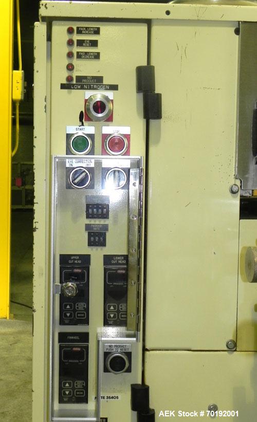Used Doboy Mustang IV Horizontal Wrapper. Machine is capable of speeds up to 90 cpm. The Doboy is a 1 up unit with film registration and an Argus bar code scanner. Package size range: length up to 15...