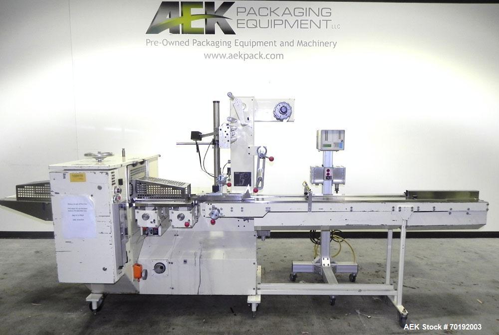 Used Doboy Model Mustang IV Horizontal Wrapper. Machine is capable of speeds up to 90 cpm. 1 up unit withh film registration andArgus bar code scanner. Package size range: length up to 15", height up...