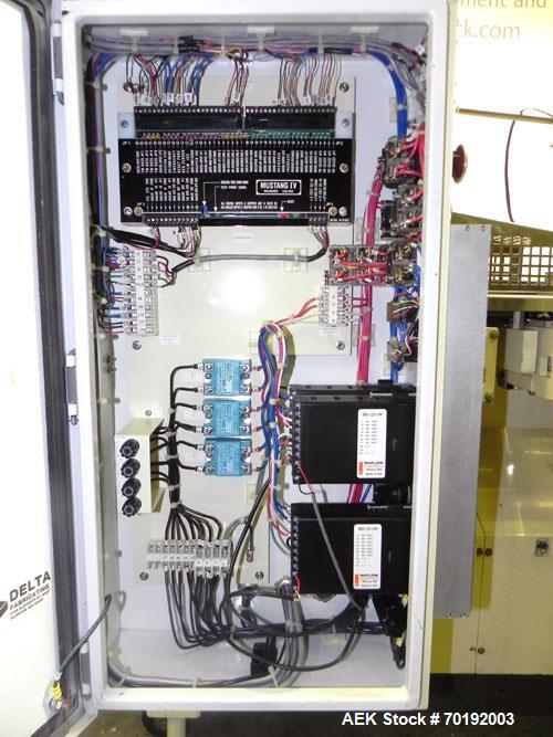 Used Doboy Model Mustang IV Horizontal Wrapper. Machine is capable of speeds up to 90 cpm. 1 up unit withh film registration andArgus bar code scanner. Package size range: length up to 15", height up...