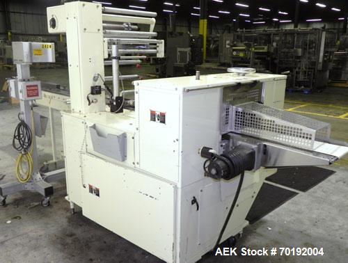 Used Doboy Mustang IV Horizontal Wrapper. Machine is capable of speeds up to 150 cpm. 1 up unit with film registration andArgus bar code scanner. Package size range: length up to 15", height up to 2-...