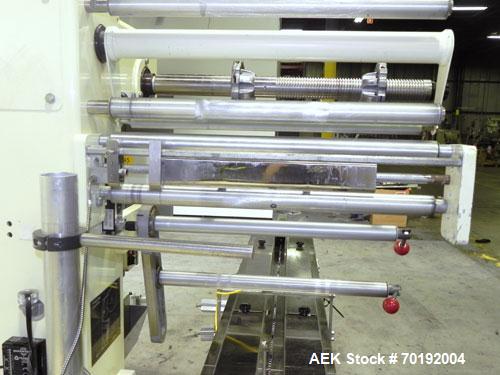 Used Doboy Mustang IV Horizontal Wrapper. Machine is capable of speeds up to 150 cpm. 1 up unit with film registration andArgus bar code scanner. Package size range: length up to 15", height up to 2-...