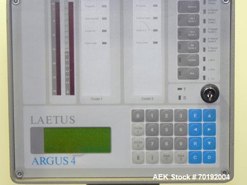 Used Doboy Mustang IV Horizontal Wrapper. Machine is capable of speeds up to 150 cpm. 1 up unit with film registration andArgus bar code scanner. Package size range: length up to 15", height up to 2-...