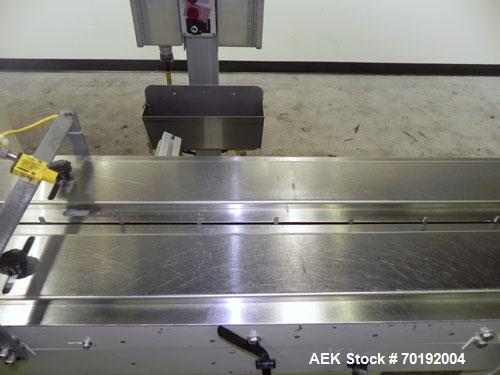 Used Doboy Mustang IV Horizontal Wrapper. Machine is capable of speeds up to 150 cpm. 1 up unit with film registration andArgus bar code scanner. Package size range: length up to 15", height up to 2-...