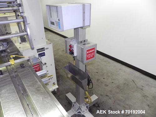Used Doboy Mustang IV Horizontal Wrapper. Machine is capable of speeds up to 150 cpm. 1 up unit with film registration andArgus bar code scanner. Package size range: length up to 15", height up to 2-...
