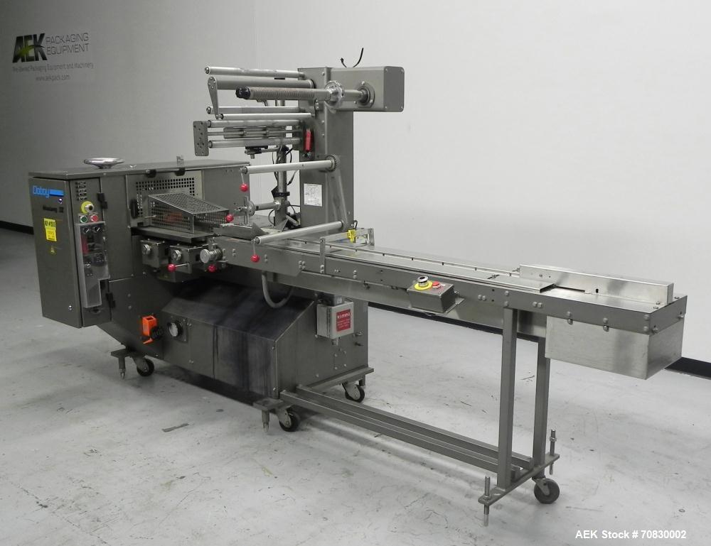 Used Doboy Mustang IV Horizontal Wrapper. Machine is capable of speeds up to 150 cpm. 2 up unit with film registration. Package size range: length up to 15", height up to 2-1/4", width up to 6-1/2". ...
