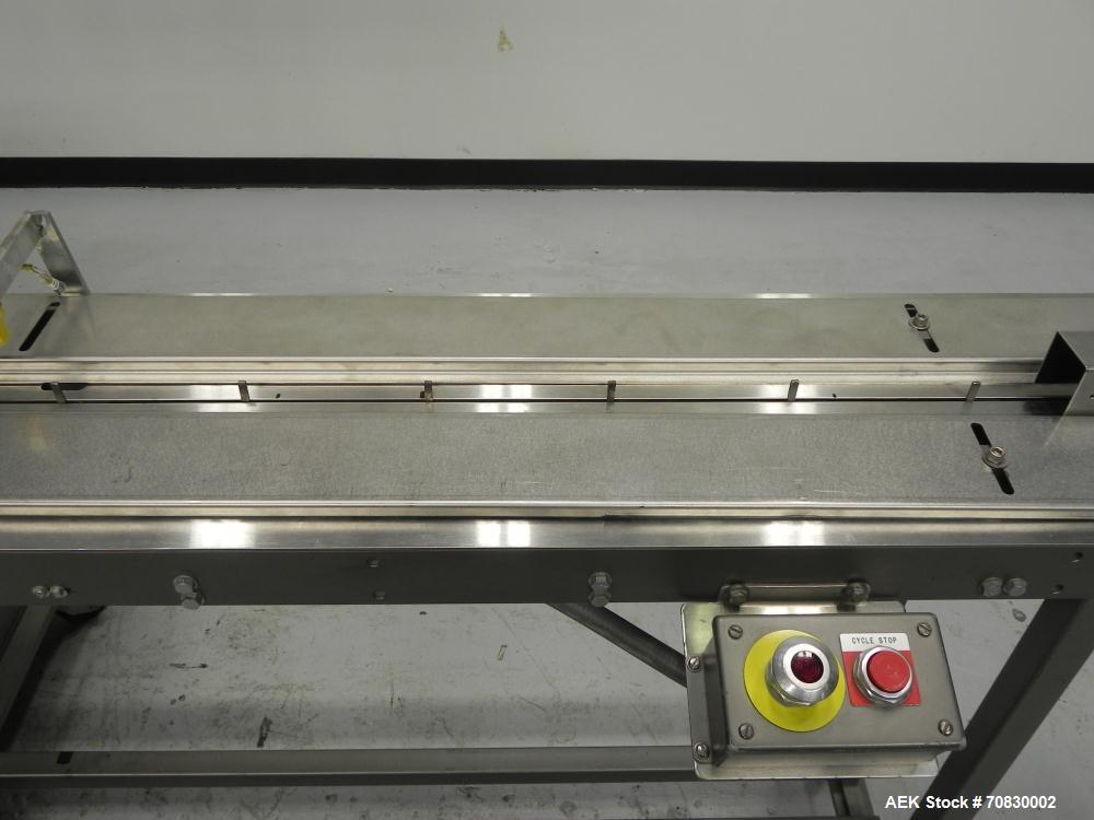 Used Doboy Mustang IV Horizontal Wrapper. Machine is capable of speeds up to 150 cpm. 2 up unit with film registration. Package size range: length up to 15", height up to 2-1/4", width up to 6-1/2". ...