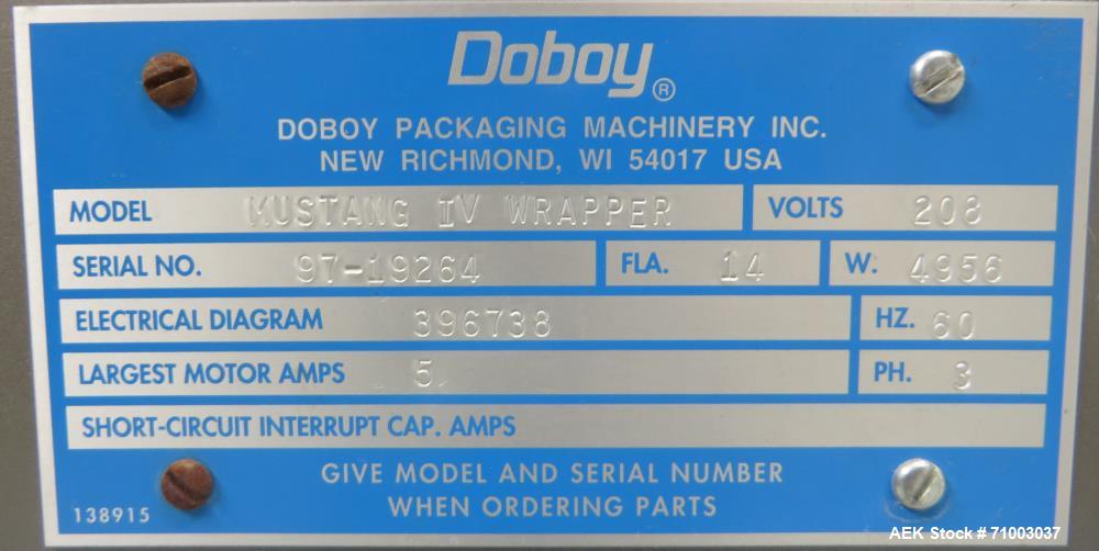 Used Doboy Model Mustang IV Horizontal Flow Wrapper