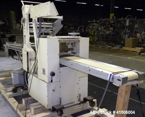 Used Doboy Mustang Horizontal Wrapper. Capable of speeds up to 90 packages per minute. Has a package size range of 1/2" to 7" width x 3" to 15" length, and a maximum height up to 2-3/4". Has an 8" wi...
