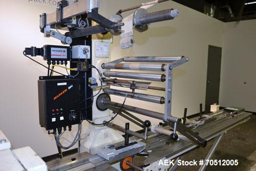 Used Doboy Mustang Horizontal Wrapper. Machine is capable of speeds up to 96 packages per minute. Has a one up head, print registration and Markem 984 hot stamp date coder. Machine has SmartEye senso...