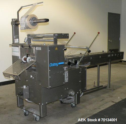 Used Doboy Scotty II Horizontal Flow Wrapper. Capable of speeds up to 75 packages per minute. Has 5' Long lugged chain infeed. Package size range: length 4" to 15", width 1" to 5-1/2", height up to 2...
