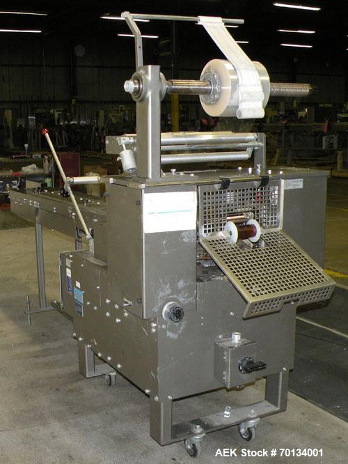 Used Doboy Scotty II Horizontal Flow Wrapper. Capable of speeds up to 75 packages per minute. Has 5' Long lugged chain infeed. Package size range: length 4" to 15", width 1" to 5-1/2", height up to 2...