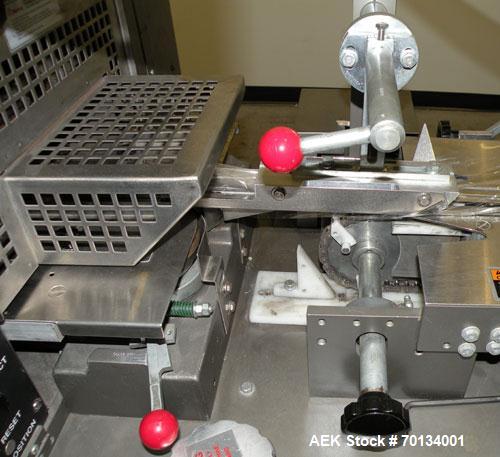 Used Doboy Scotty II Horizontal Flow Wrapper. Capable of speeds up to 75 packages per minute. Has 5' Long lugged chain infeed. Package size range: length 4" to 15", width 1" to 5-1/2", height up to 2...