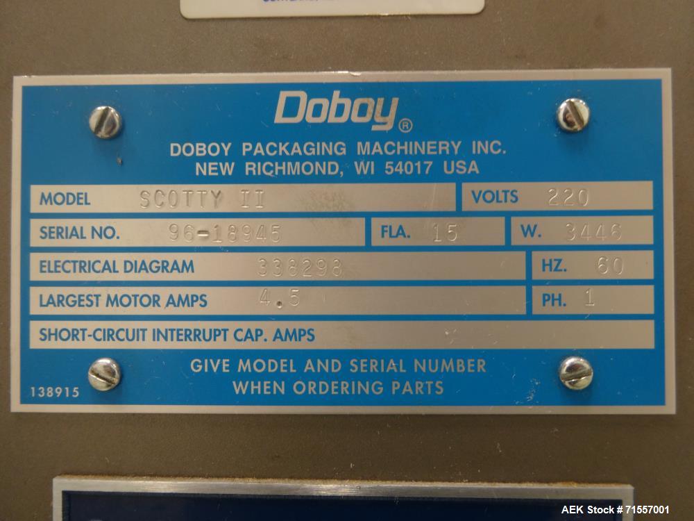 Used- Doboy Model Scotty II Horizontal Flow Wrapper
