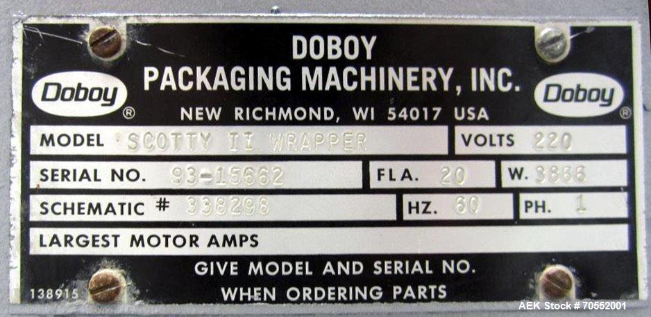 Used Doboy Model Scotty II Horizontal Flow Wrapper