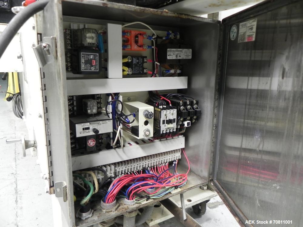 Used Doboy Model Scotty II Horizontal Flow Wrapper. Machine is capable of speeds up to 60 packages per minute. Has 6' Long lugged Carrier Style chain infeed on 12” centers. Package size range: (lengt...