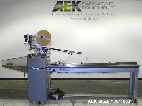Used Bosch Doboy Model Stratus Horizontal Wrapper. Machine is capable of speeds from 20 to 150 packages per minute. Single up crimper 7" wide . Has a package size range: (Length) 4" to 14-3/4" or 100...