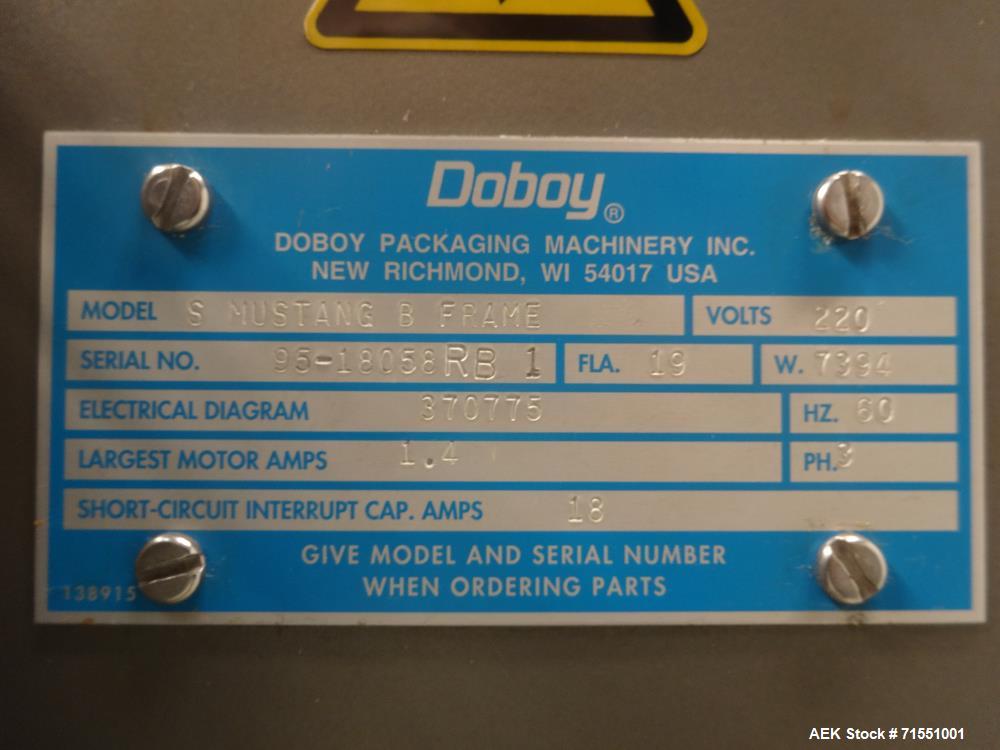 Used- Doboy Model Super Mustang B Frame Horizontal Flow Wrapper