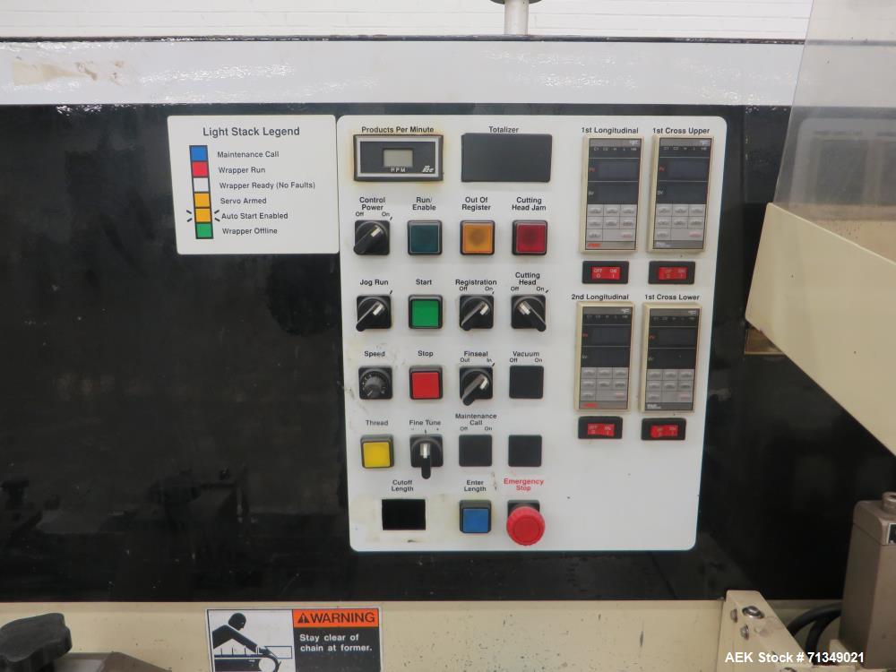 Used FMC Model WSD-20 Automatic Stainless Steel Servo Flo Horizontal Wrapper. Capable of speeds to 150 packages per minute  depending on materials and application. Package size: up to 18" in Length; ...