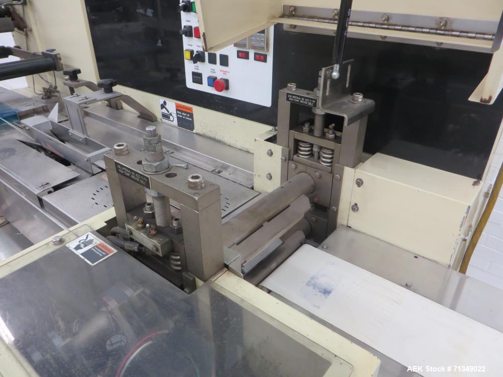 Used FMC Model WSD-20 Automatic stainless steel Servo Flo horizontal wrapper capable of speeds to 150 packages per minute  depending on materials and application. Package size: up to 18" in Length; u...