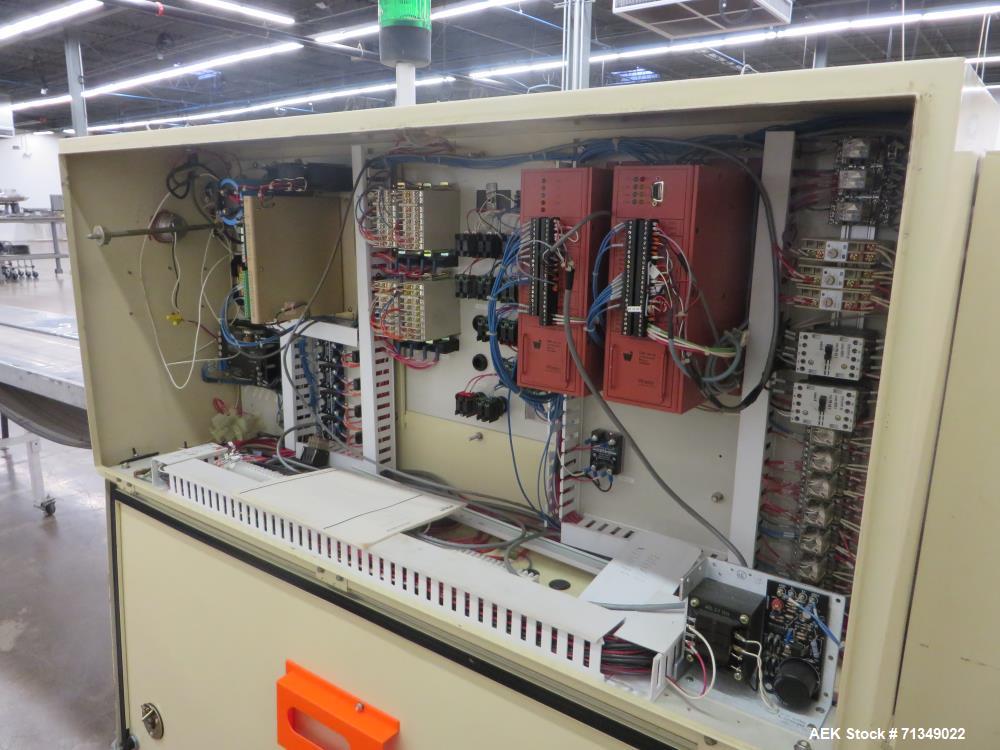 Used FMC Model WSD-20 Automatic stainless steel Servo Flo horizontal wrapper capable of speeds to 150 packages per minute  depending on materials and application. Package size: up to 18" in Length; u...