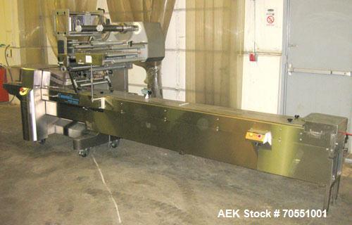 Used Fuji Model FW3400 Alpha VI Horizontal Wrapper capable of speeds from 10-150 packages per minute now configured 1-up. Product size range: length 1.5" - 17.5", width up to 6", height up to 1". Fil...