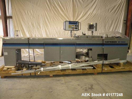 Used Hayssen Gas Fush Horizontal Wrapper, Model RT-1000 R. Capable of speeds up to 160 packages per minute. Inverted seal with Accutrac film feed system. Package size range: length 4.25" to 14", widt...