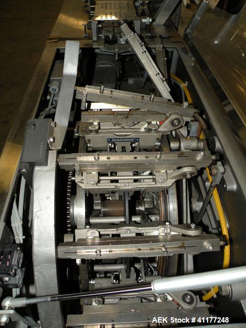 Used Hayssen Gas Fush Horizontal Wrapper, Model RT-1000 R. Capable of speeds up to 160 packages per minute. Inverted seal with Accutrac film feed system. Package size range: length 4.25" to 14", widt...