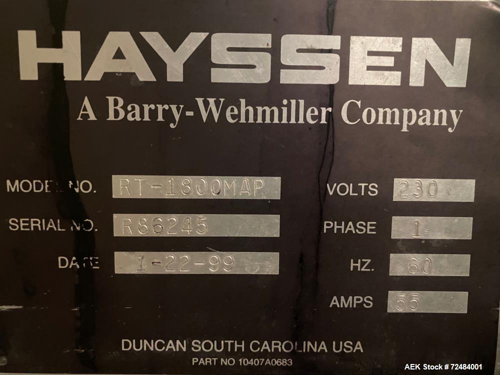 Used-Hayssen RT-1800MAP Gas Flush Horizontal Form Fill Seal Machine