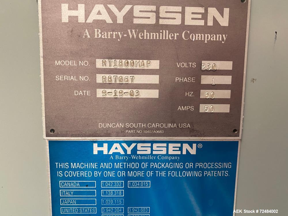 Used-Hayssen RT-1800 Gas Flush Horizontal Form Fill Seal Machine