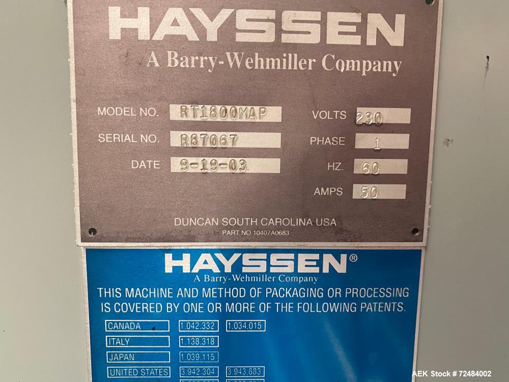 Used Hayssen RT-1800 Gas Flush Horizontal Form Fill Seal Machine