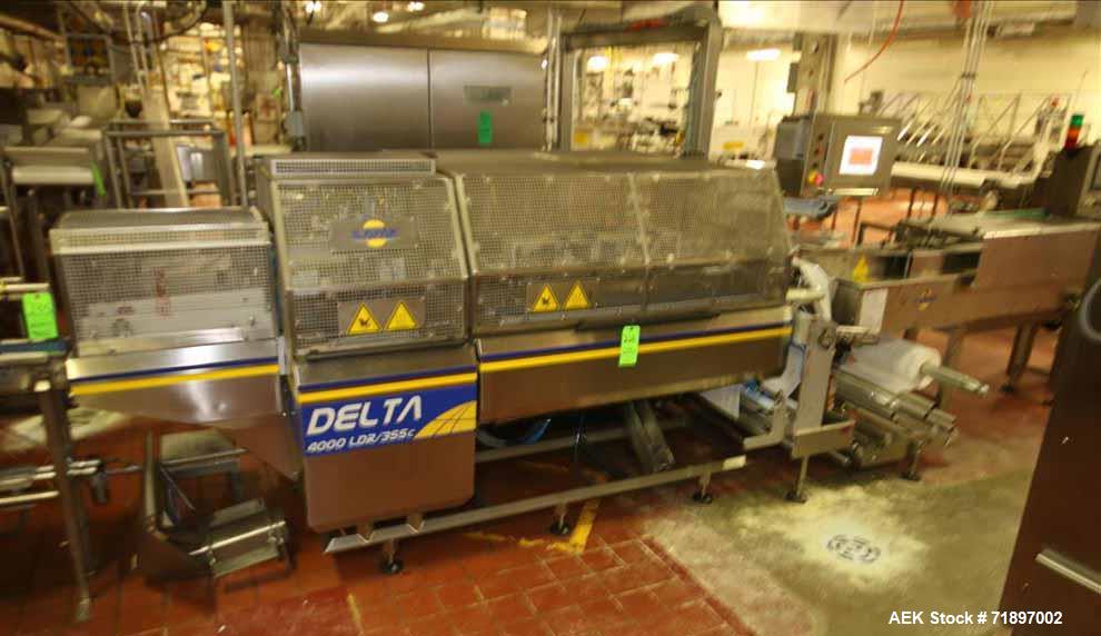 Used Ilapak Delta 4000 LDR-3SSC Horizontal Flow Wrapper with long dwell and zipper attachment. Has automatic smart belt feeder and last doing frozen waffles. Walking beam long dwell head with gusset ...