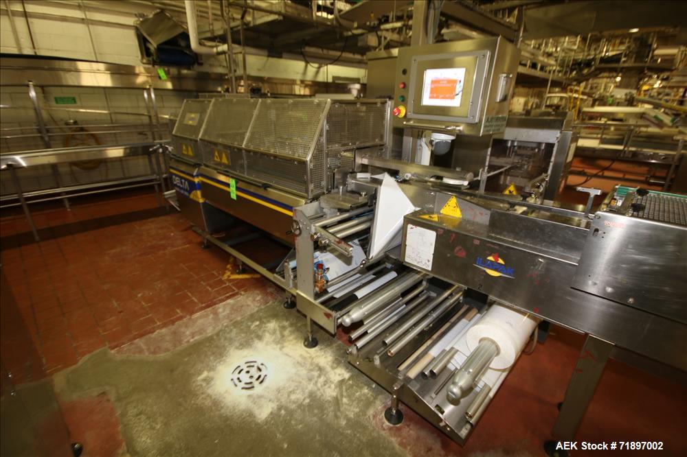 Used Ilapak Delta 4000 LDR-3SSC Horizontal Flow Wrapper with long dwell and zipper attachment. Has automatic smart belt feeder and last doing frozen waffles. Walking beam long dwell head with gusset ...