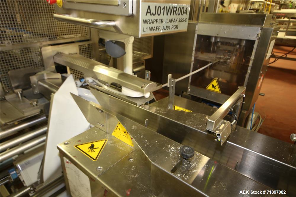 Used Ilapak Delta 4000 LDR-3SSC Horizontal Flow Wrapper with long dwell and zipper attachment. Has automatic smart belt feeder and last doing frozen waffles. Walking beam long dwell head with gusset ...