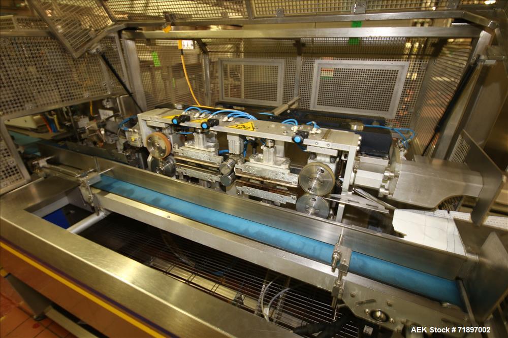 Used Ilapak Delta 4000 LDR-3SSC Horizontal Flow Wrapper with long dwell and zipper attachment. Has automatic smart belt feeder and last doing frozen waffles. Walking beam long dwell head with gusset ...