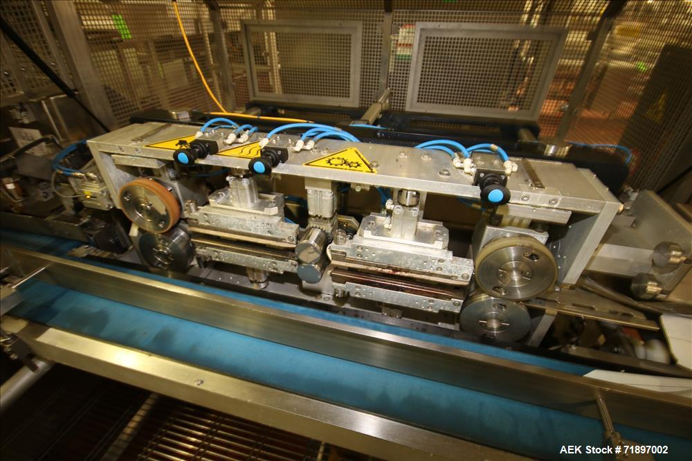 Used Ilapak Delta 4000 LDR-3SSC Horizontal Flow Wrapper with long dwell and zipper attachment. Has automatic smart belt feeder and last doing frozen waffles. Walking beam long dwell head with gusset ...