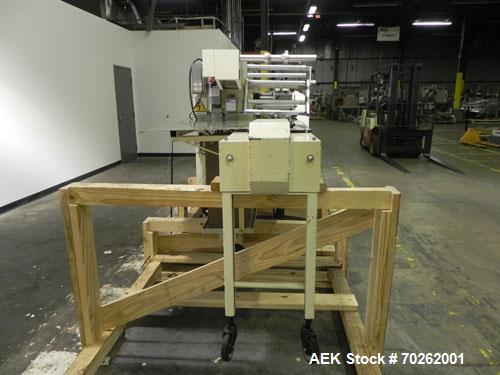 Used Ilapak Lynx Compak Model DUE Horizontal Wrapper capable of speeds up to 130 packages per minute. Has a two up sealing head and 2 speed 6' long lugged chain infeed on 9" centers with carrier chai...