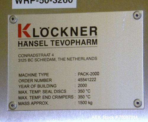 Used- Klockner Tevopharm Model Pack-2000 Flow Wrapper