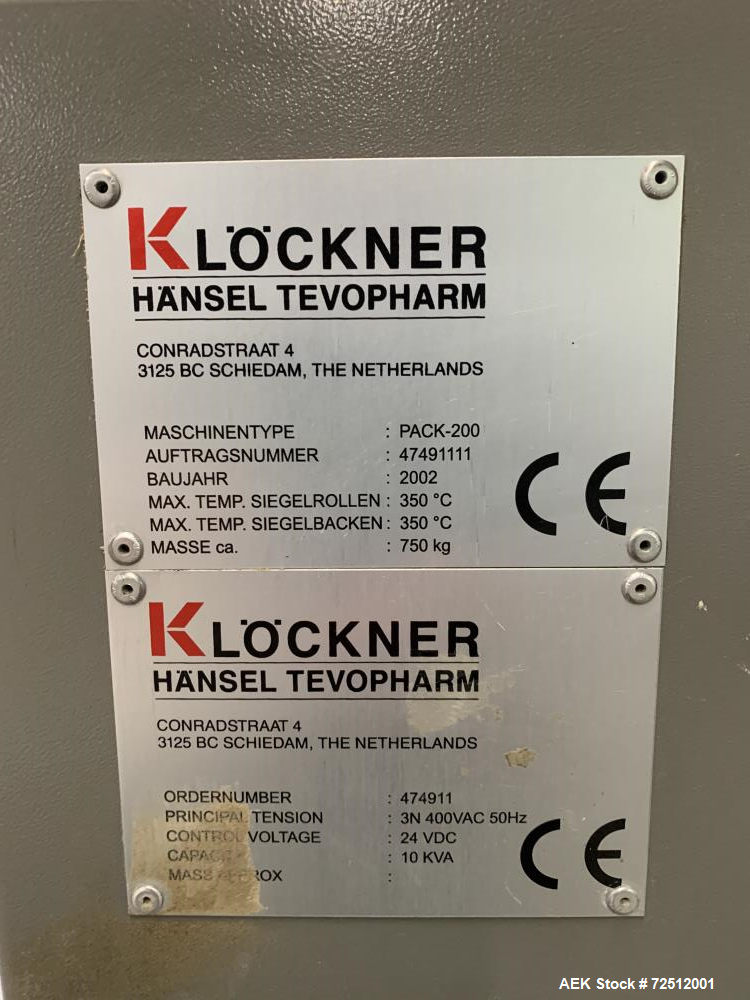 Used-Klockner Hansel Tevopharm Flow Wrapper