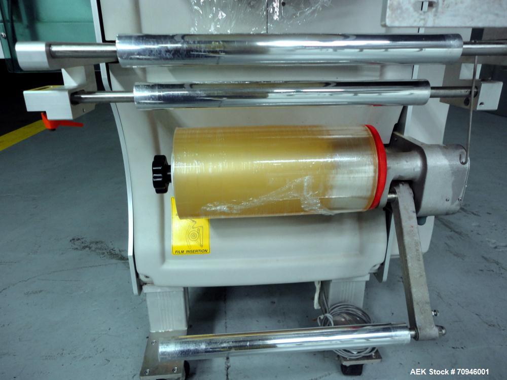 Used Exact Equipment Solo Max Automatic Stretch Wrapping Machine. Capable of speeds up to 30 ppm. Tray size from 7.1"L to 15.8"L, 5.1"W to 10.3"W, and 0.8" H to 5.5"H (Minimum to Maximum). Temperatur...